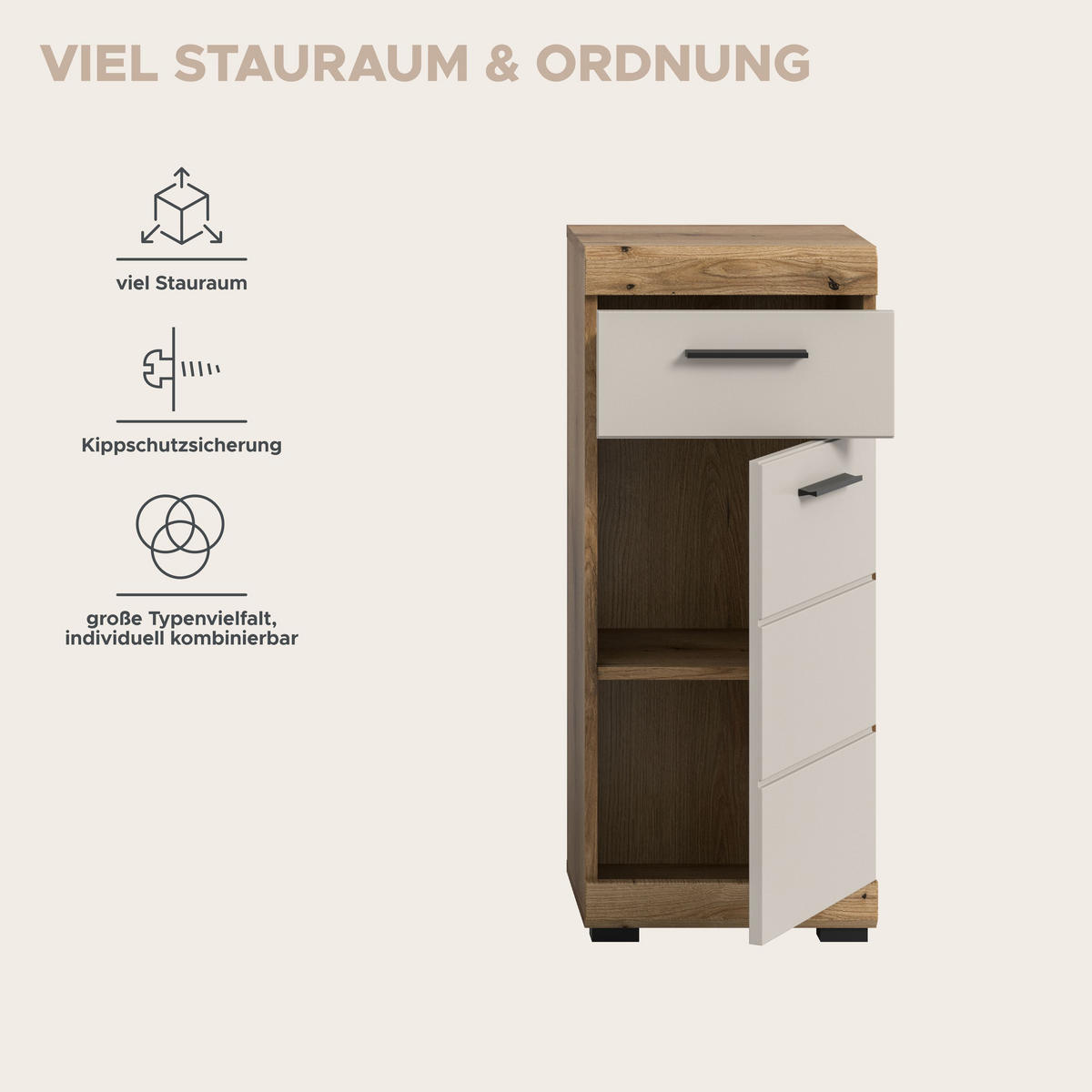 STANDSCHRANK SCOUT (B/H/T: ca. 37/88/31 cm) in Evoak Oak Nachbildung/- - Eichefarben, Holz (37/88/31cm)