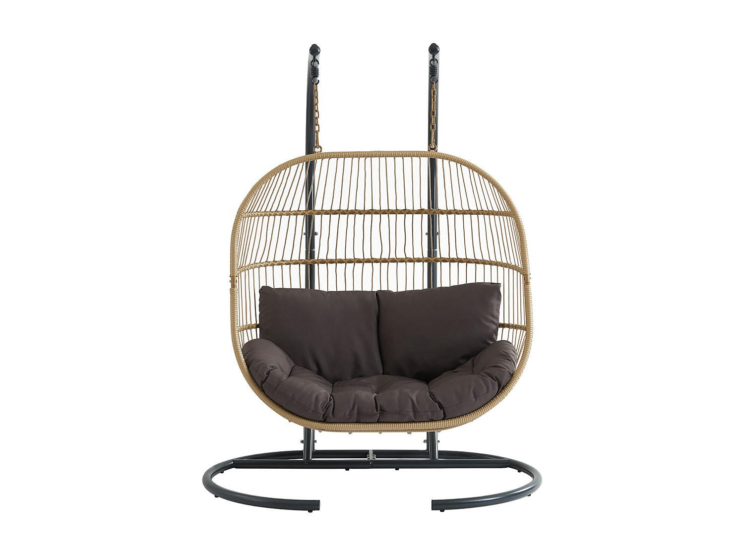 HÄNGESESSEL - 2 Personen - Harz, Metall - Anthrazitgrau, Naturfarben Hell - - Anthrazit/Naturfarben, Metall (150/194/106cm) - Vente-Unique