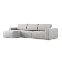 ECKSOFA Links Strukturstoff Stoff Grau - Beige/Silberfarben, Kunststoff/Textil (167/314cm) - Makamii