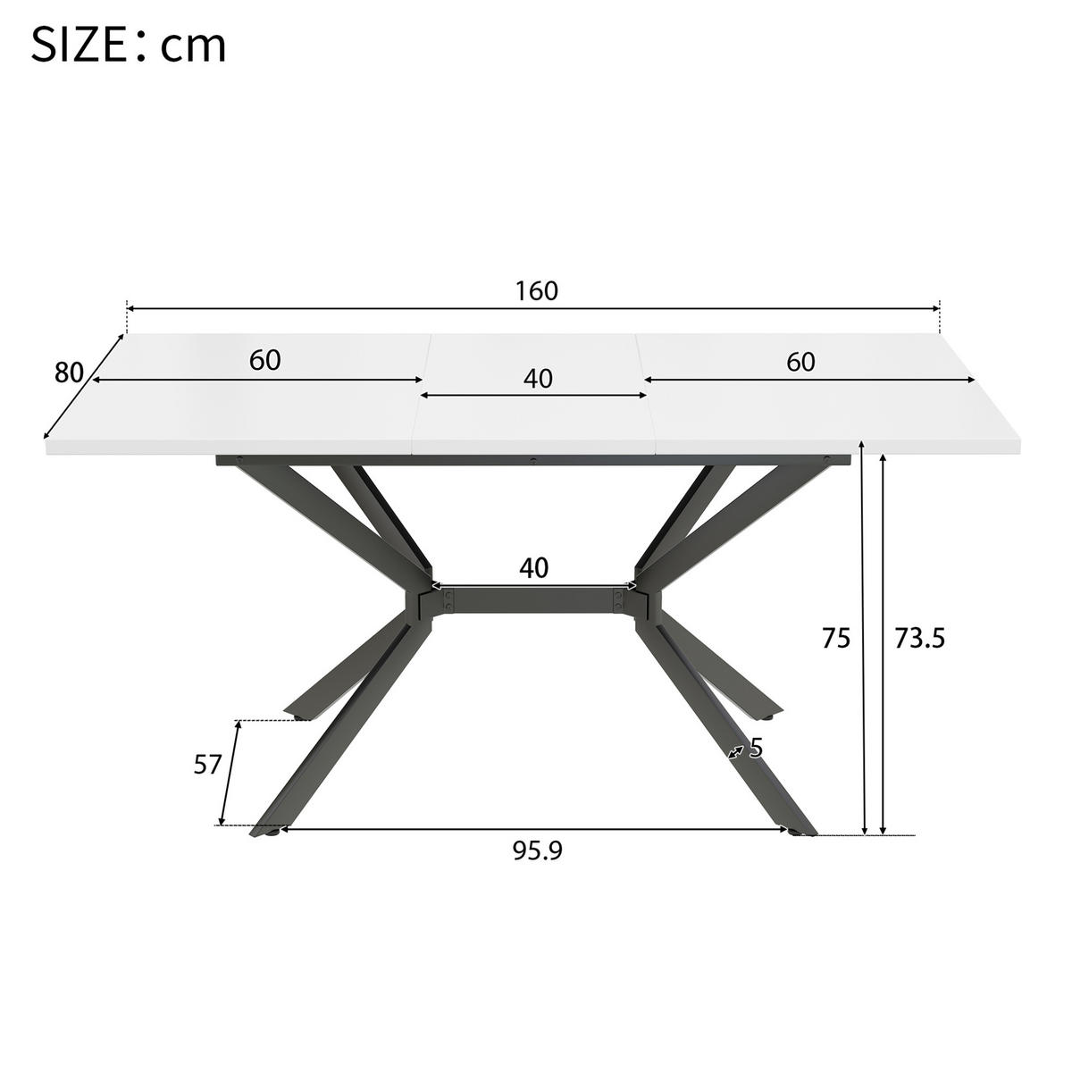 ESSTISCH 120/160/80 cm ausziehbar mit MDF-Tischplatte und Metallbeinen, Weiß - Weiß, Holzwerkstoff (160/75/80cm) - Redom