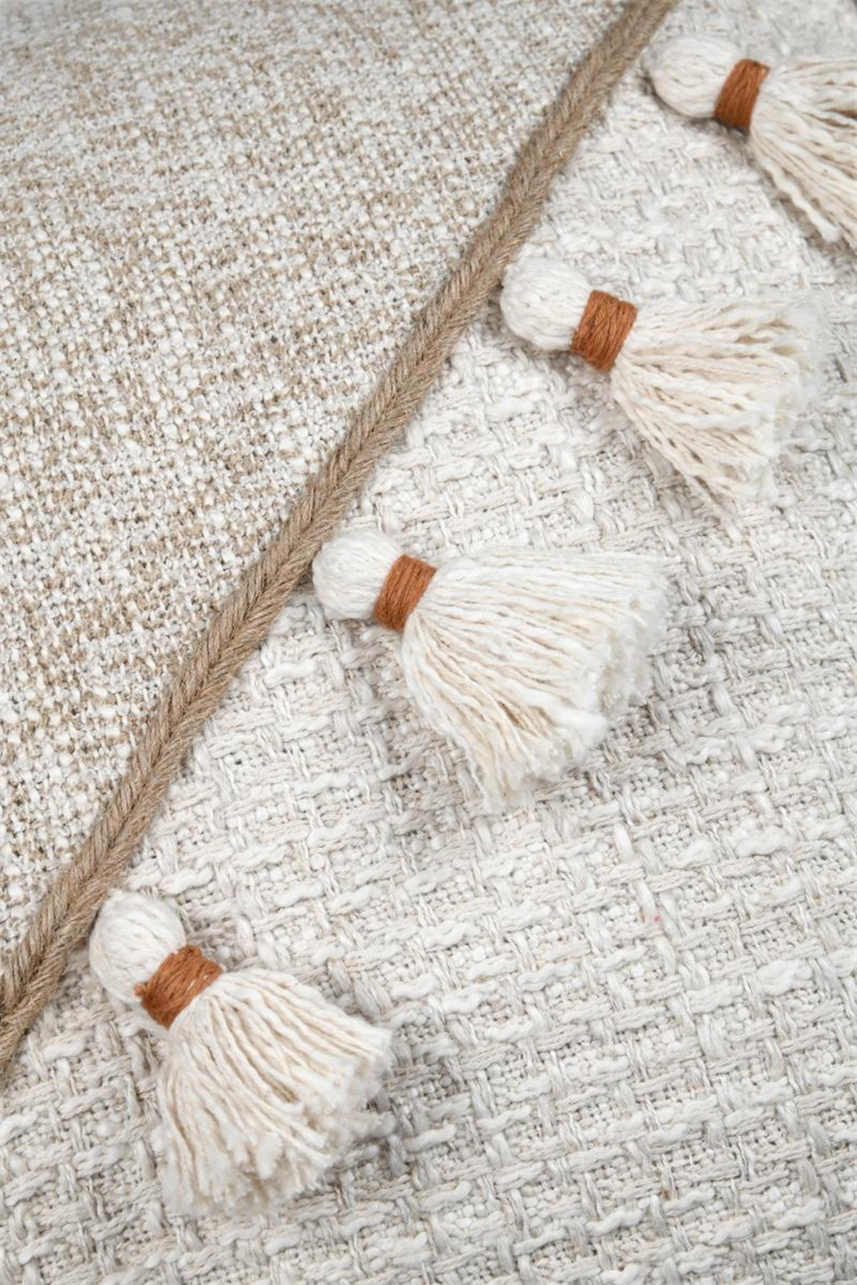 DEKOKISSEN mit Fransen Ziana 45/45/2 cm - Beige, Naturmaterialien (45/45cm) - STOF