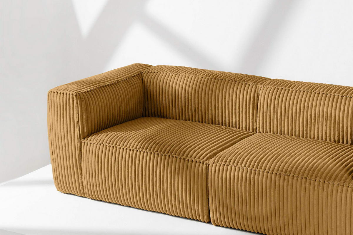 3-SITZER-SOFA FEROX Modern, Cord-Stoff, gelb - Gelb, Textil (246/73/96cm) - KONSIMO®