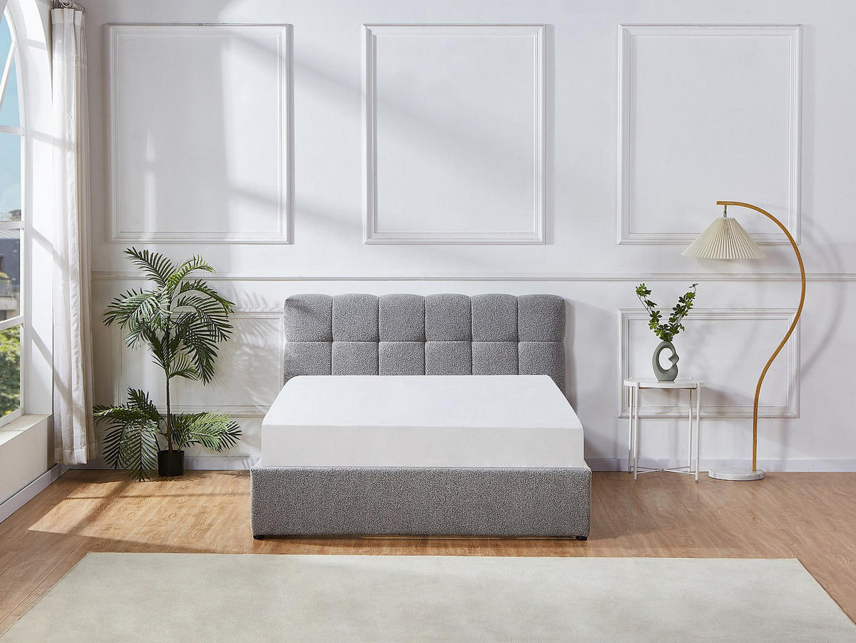 BETT mit Bettkasten - 2 Personen - Stoff - Grau - - Grau, Textil (160/200cm) - Vente-Unique