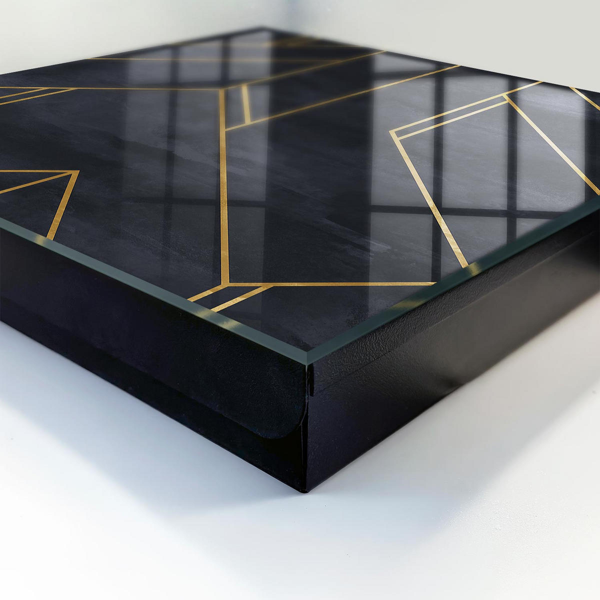 SCHLÜSSELBOX Schwarz 30x30 cm- Türöffnung nach rechts - Geometrische Struktur - Schwarz, Metall (30/30/5cm) - TULUP