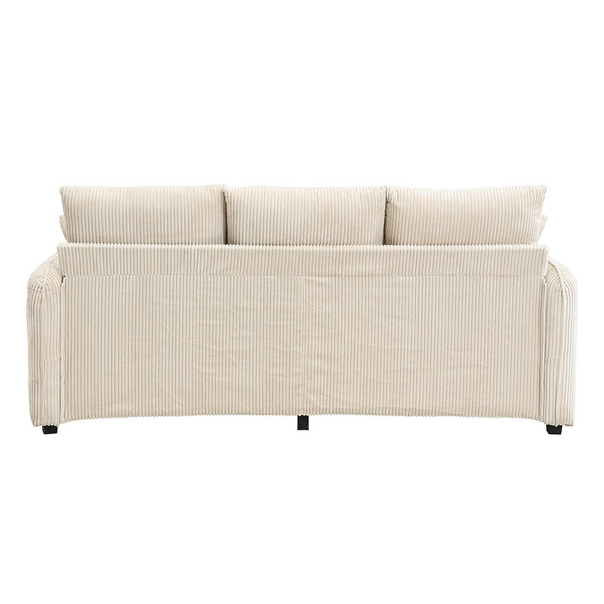 WOHNLANDSCHAFT U-Form mit Schlaffunktion und Staufunktion in Beige Cord 200/130/80 cm - Beige, Kunststoff (188/86/186cm) - OKWISH