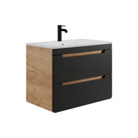 EINZELWASCHTISCH - 80cm x 46cm - Holzspan - anthrazitgrau, naturfarben hell - ARUBA - Anthrazit, Holz (80/59/46cm) - Vente-Unique