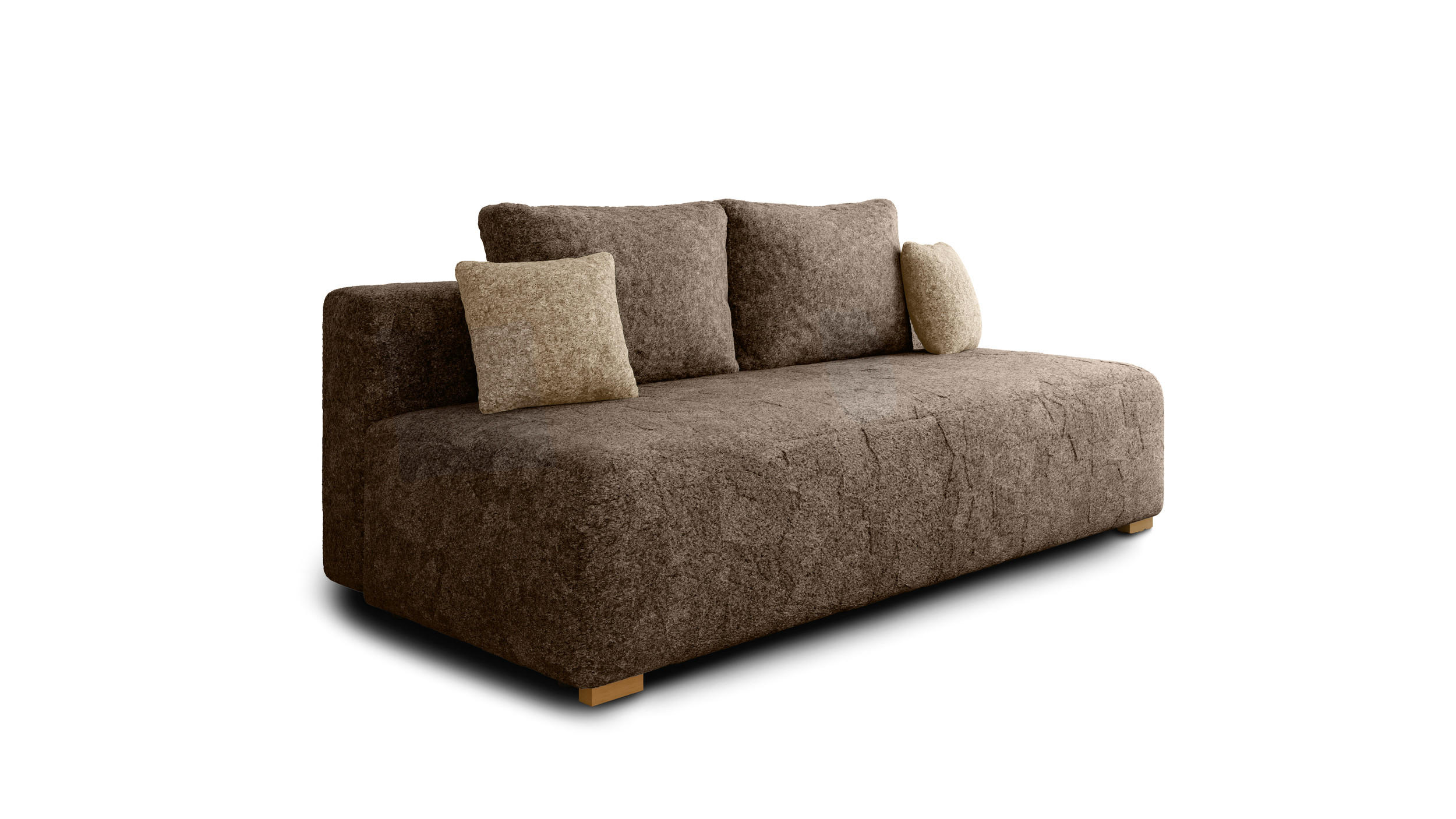 SCHLAFSOFA - Polstersofa aus Bouclé - Cappuccino (Arena 6 + Arena 2 Kissen) - Beige/Cappuccino, Holzwerkstoff (200/90/100cm) - Möblo