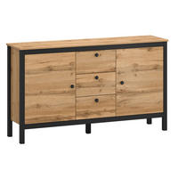 KOMMODE Palmer Wotan Eiche / schwarz 153 / 38 / 88 cm - Braun, Holz/Holzwerkstoff (152.5/88/38cm) - Feldmann-Wohnen