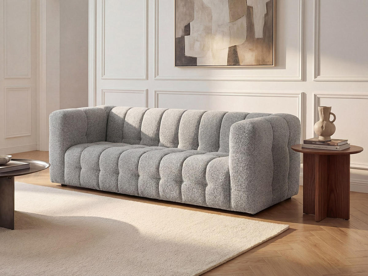 SOFA - 3 Personen - stoff - hellgrau Lerici - Hellgrau, Holz/Textil (213/72/89cm) - Vente-Unique