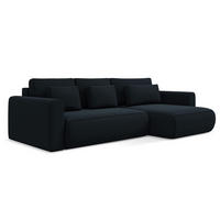 ECKSOFA mit Schlaffunktion Samt Stoff Blau - Blau/Schwarz, Kunststoff/Textil (278/149cm) - LaMiaSofa