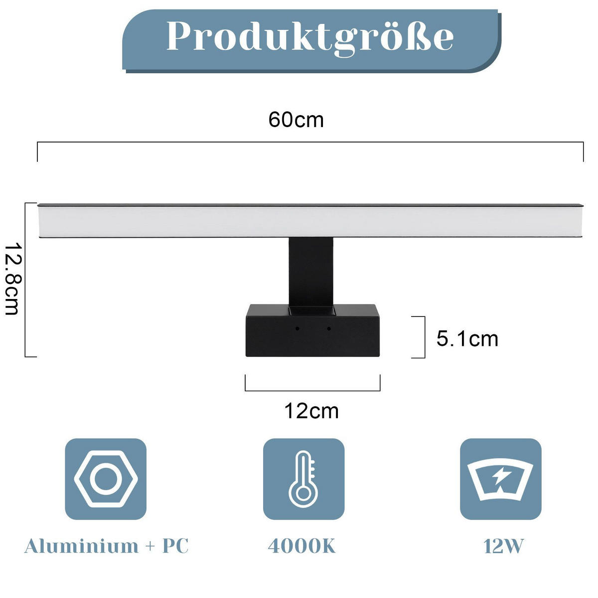 SPIEGELLEUCHTE Oberhausen 60/5.1/12.8 cm - Schwarz, Metall (60/5.1/12.8cm) - Nettlife