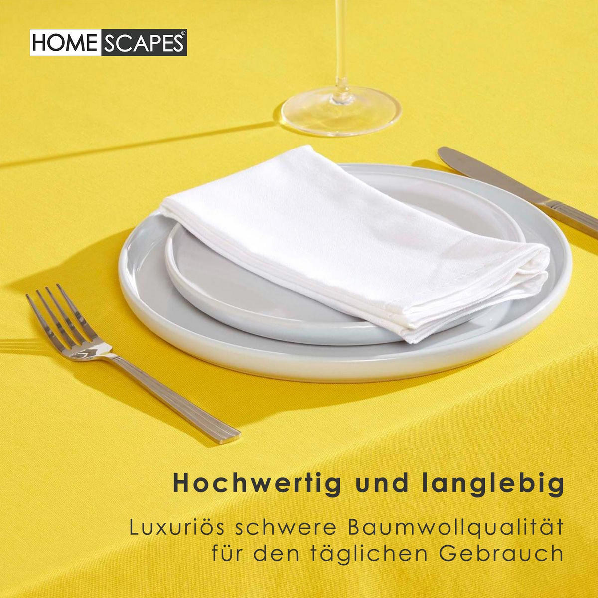 TISCHDECKE gelb rund 178 cm, 100% Baumwolle - Gelb, Textil (178/178cm) - Homescapes