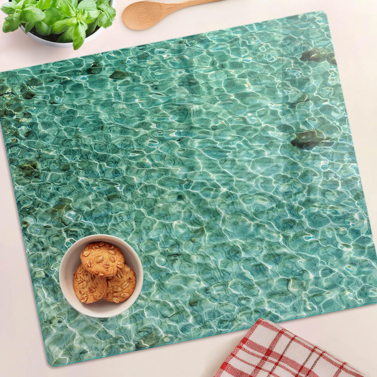 GLASPLATTE 60x52 cm Klares Wasser - Grün, Glas (60/0.4/52cm) - TULUP