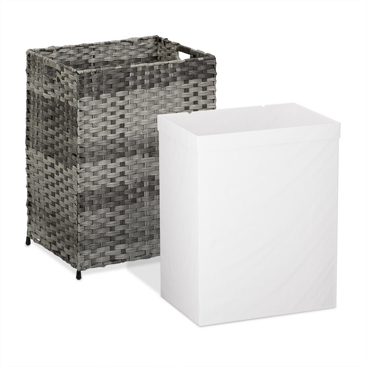 WÄSCHEKORB - Grau, Kunststoff/Textil (46/60/34cm) - Relaxdays