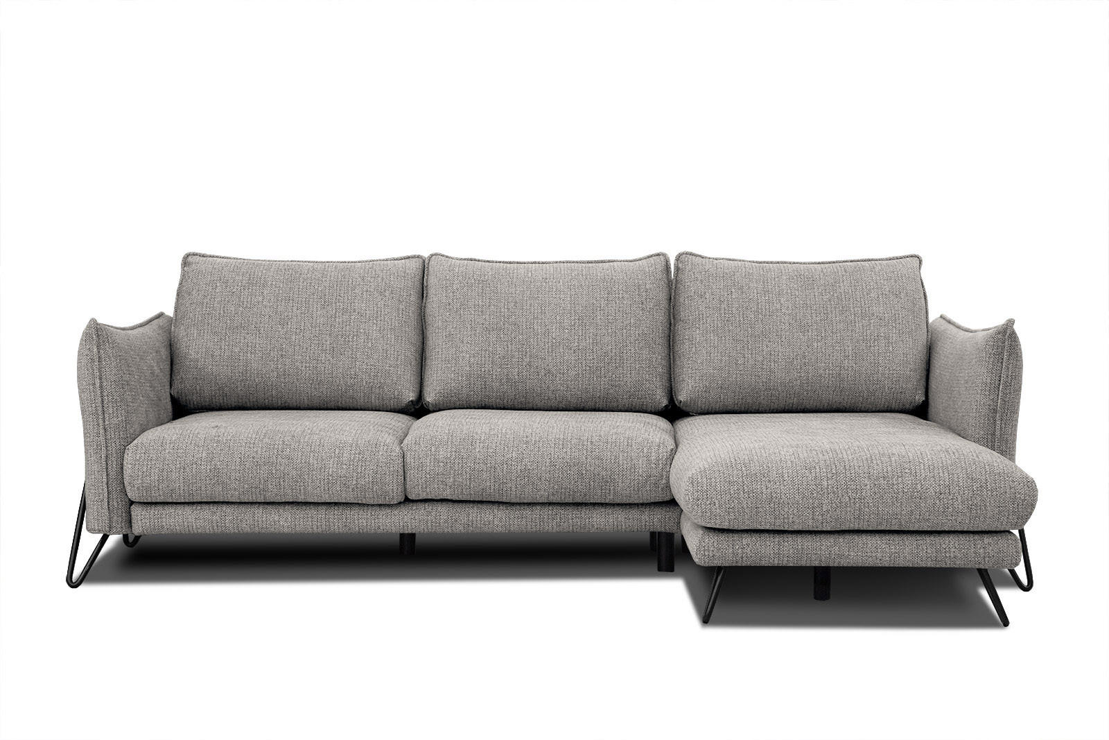 ECKSOFA HOSTEN 4-Sitzer, platinfarben - Platinfarben/Schwarz, Holzwerkstoff/Textil (269/158cm) - Courtois Laville