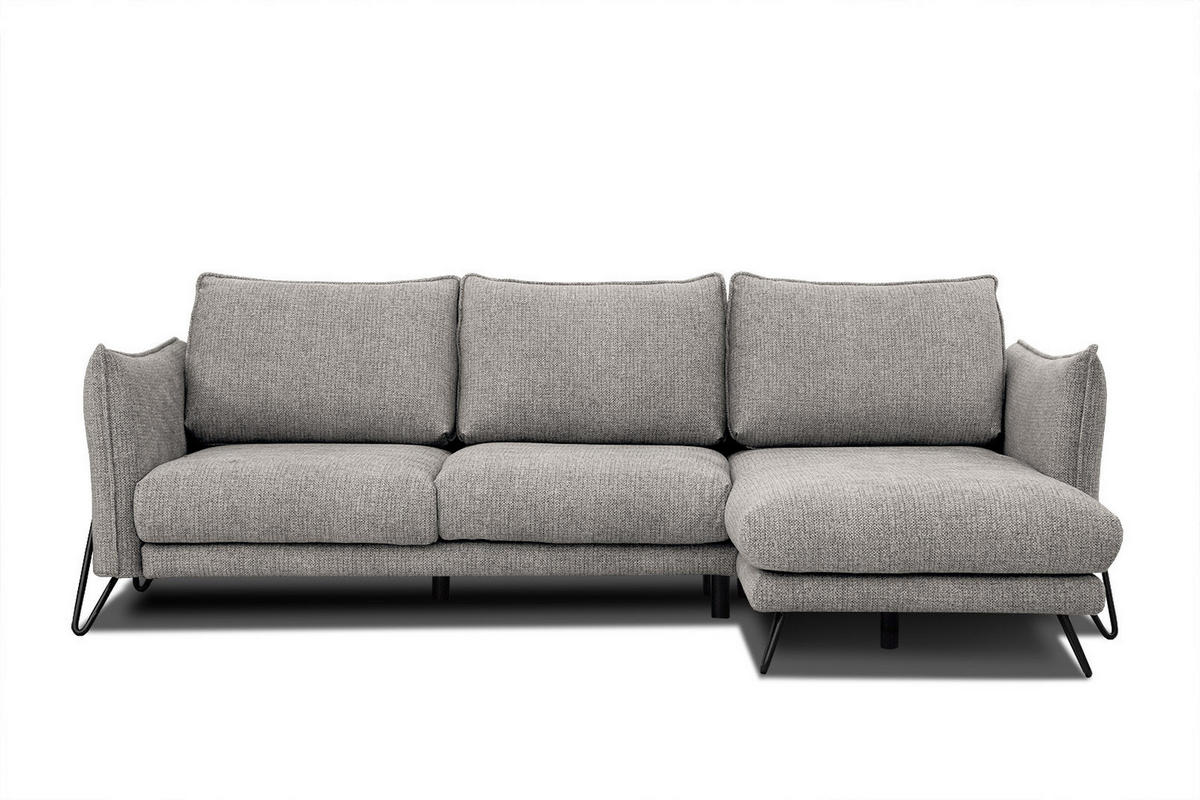 ECKSOFA HOSTEN 4-Sitzer, platinfarben - Platinfarben/Schwarz, Holzwerkstoff/Textil (269/158cm) - Courtois Laville