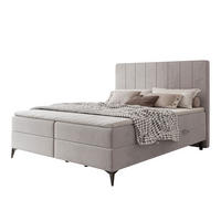 BOXBETT VERA 120x200 cm mit Matratze und Topper, Weicher wasserabweisender Samt Grau - Grau, Textil (120/200cm) - Idohome