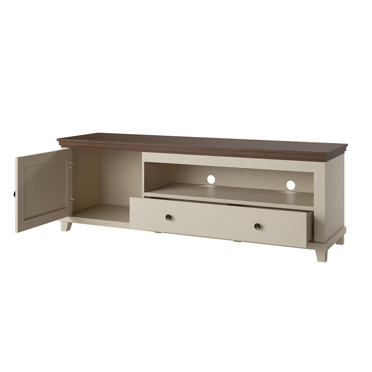 TV STOLEK Martin Béžová a dřevo - hnědá, kompozitní dřevo (181/61/49cm) - Petits-meubles
