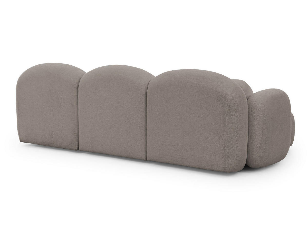 ECKSOFA Nuvola mit abgerundetem Design Hellgrau Bouclé-Stoff - Ottomane Links - Hellgrau/Schwarz, Holz/Kunststoff (268/146cm) - S-Style Möbel