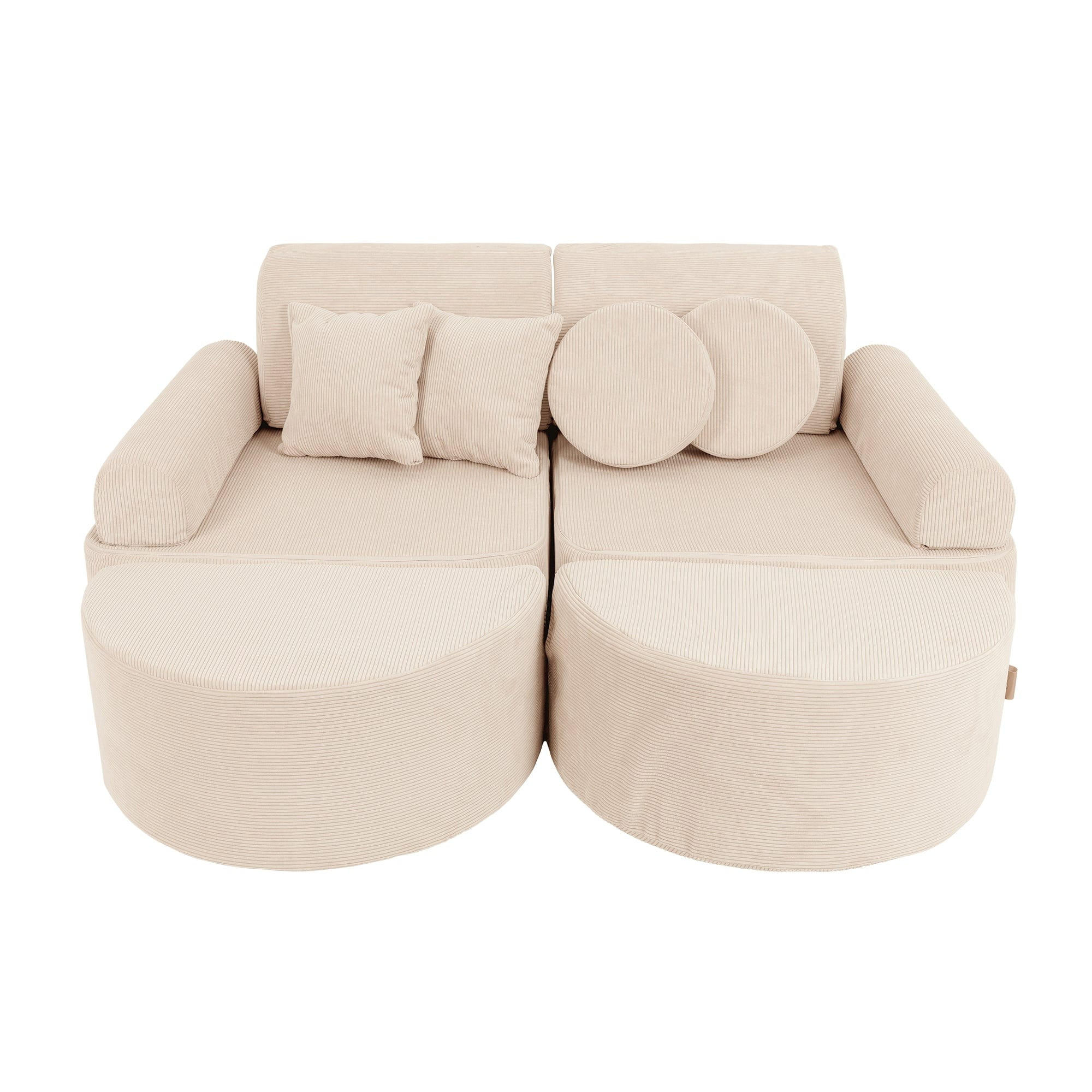 KINDERSOFA Pocket Max modular 12-tlg. aus Slimcord in Beige - Ecru, Textil (120/25/60cm) - MeowBaby