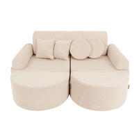 KINDERSOFA Pocket Max modular 12-tlg. aus Slimcord in Beige - Ecru, Textil (120/25/60cm) - MeowBaby
