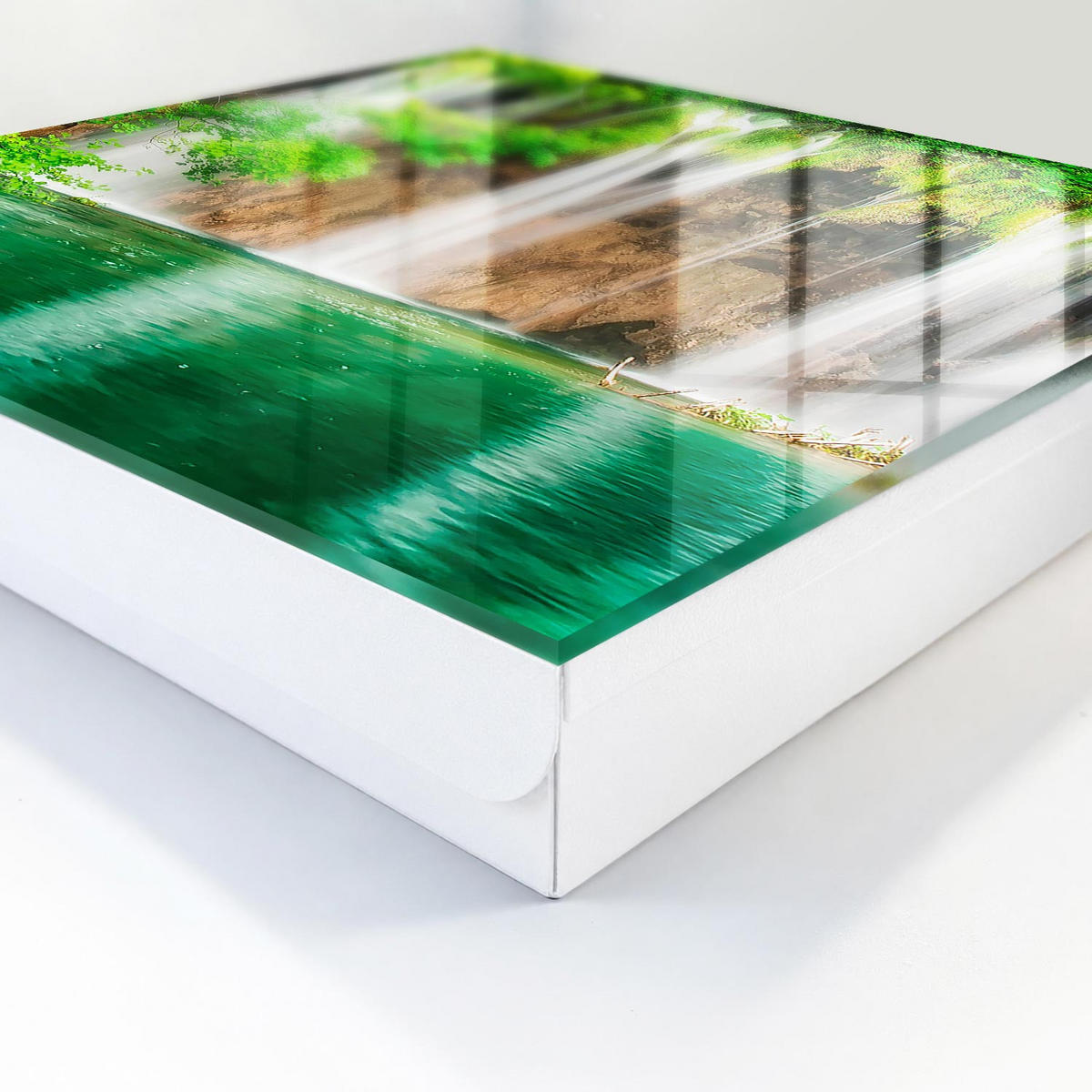 SCHLÜSSELBOX Weiß 30x30 cm – Türöffnung nach rechts - Grüner Wasserfall - Grün, Metall (30/30/5cm) - TULUP