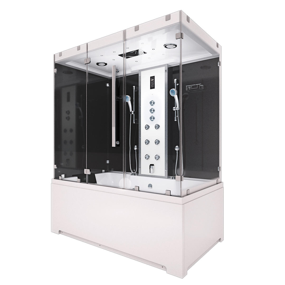 BADEWANNE Dusche K80-SW-TH-A-SC-EA Duschtempel - Schwarz, Glas/Kunststoff (100/180/228cm) - AcquaVapore by Sandra Jentho