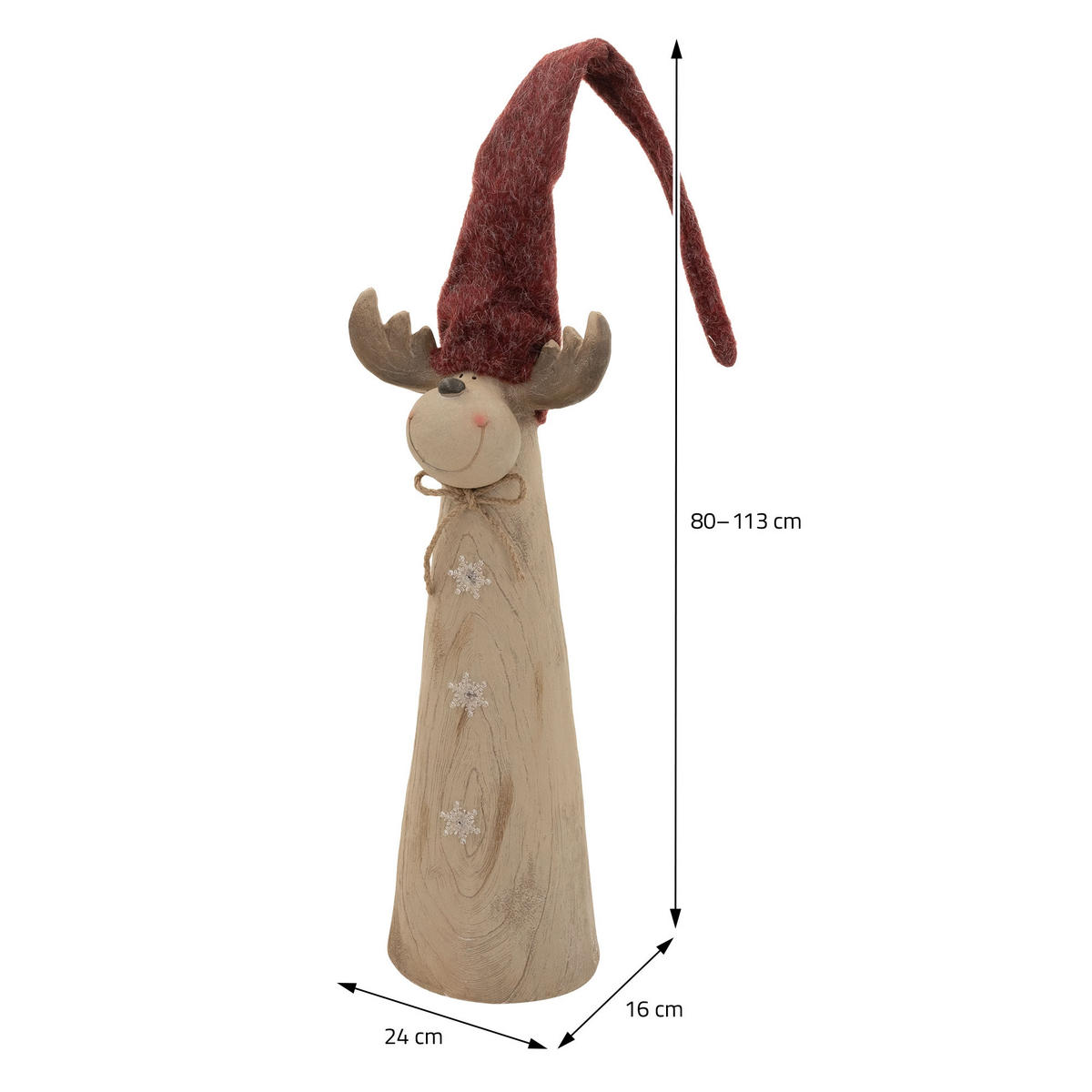 FIGURKA VÁNOČNÍHO SOBÍKA s LED osvětlením, vánoční dekorace do interiéru, výška nastavitelná 80–113 cm, hnědá, vzhled dřeva - hnědá, kámen (24/113/16cm) - ECD-Germany