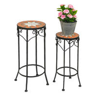 BLUMENHOCKER 2er Set Merano Rund 12011 - Schwarz, Metall (18/46/18cm) - DanDiBo