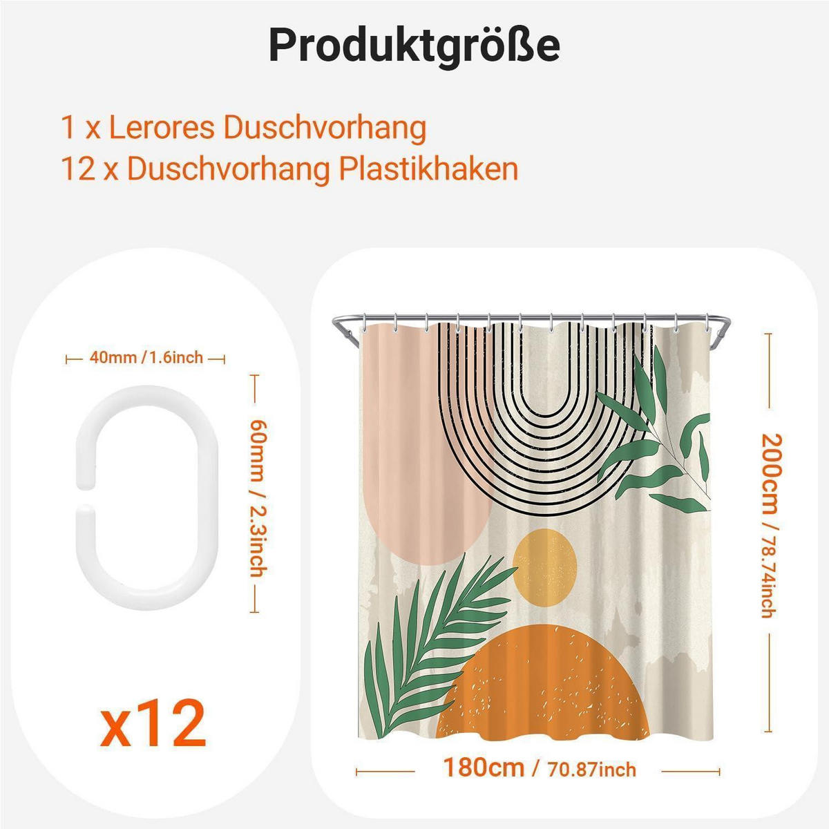 DUSCHVORHANG Boho Style 180 x 200 cm - Multicolor, Textil (180/200cm)