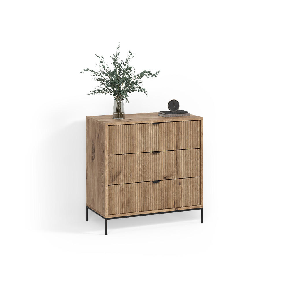 Livinity® KOMODA Aterno Dub Viking 42 x 81.2 cm se 3 zásuvkami