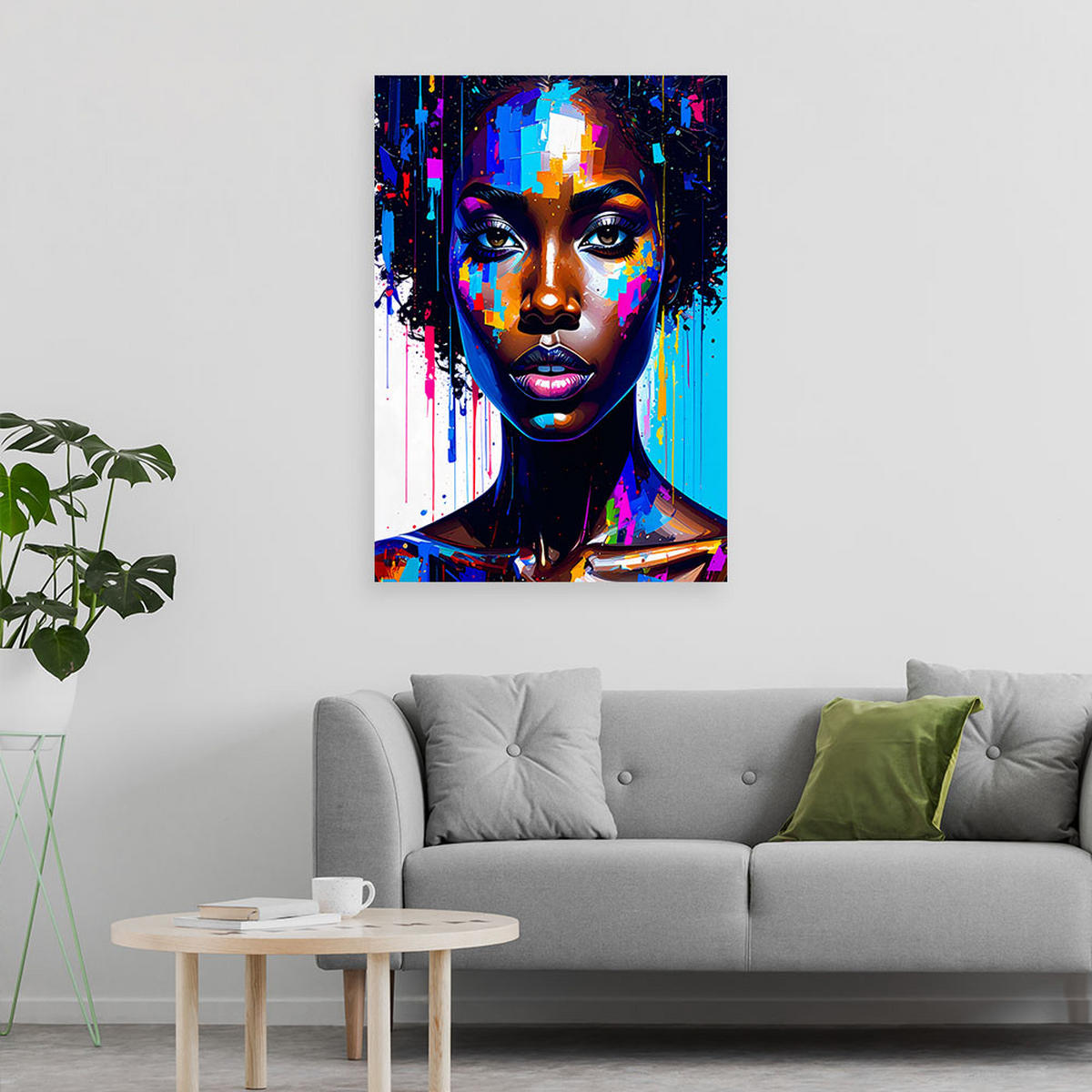 LEINWANDBILD Frauengesicht Aquarell 70x100cm - Multicolor, Textil (70/100cm) - Feeby