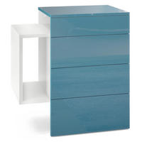 NACHTTISCH Queens Front in Petrol Hochglanz - Petrol, Holzwerkstoff (60/63/36cm) - Vladon