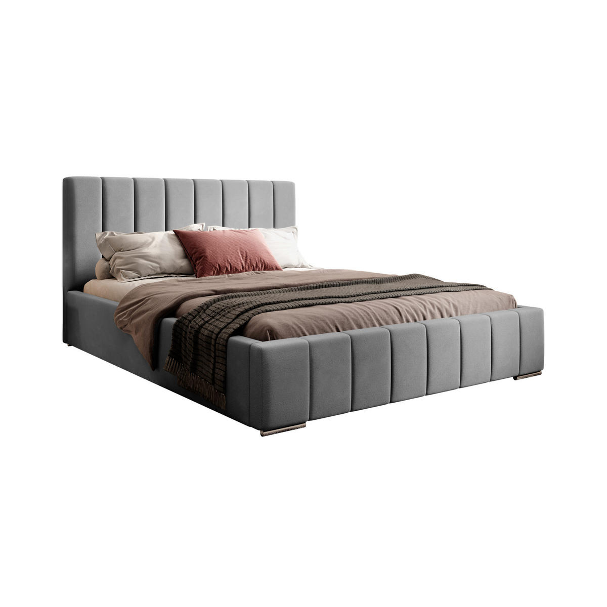 POSTERBETT Doppelbett Belten Hellgrau 120x200 cm - Hellgrau, Textil (120/200cm) - Meblito