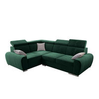 ECKSOFA APOLLO KN08, Eckcouch in L-Form mit Schlaffunktion, Farbe: Grün, Velourstoff, Ottomane Links - Grün, Textil (255/190cm) - O-Sofa