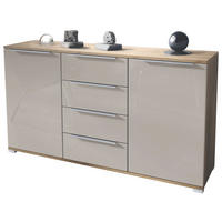 SIDEBOARD Linio Sandgrau Hochglanz - Sandfarben, Holzwerkstoff (138.5/75.5/35cm) - Vladon