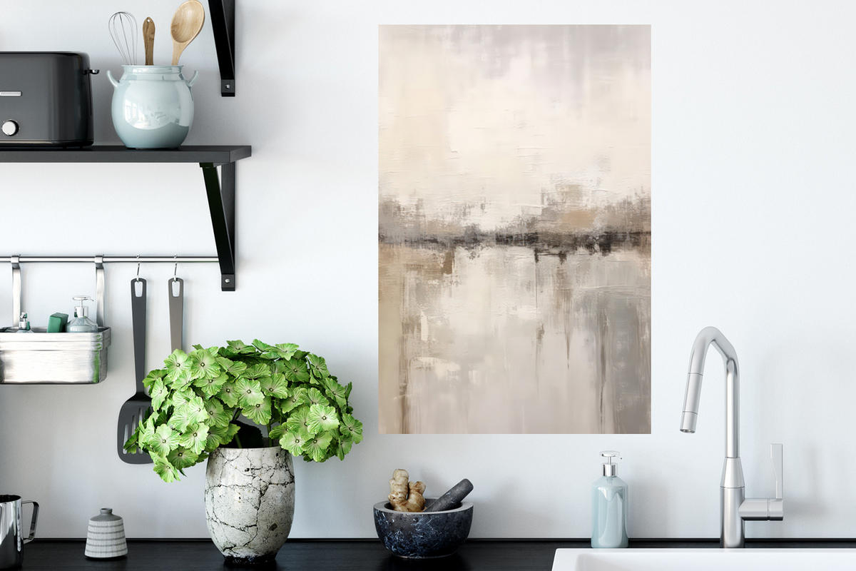 WANDTATTOO Moderne Kunst - Abstrakt - Beige 40x60 cm - Beige, Kunststoff (40/60/0.1cm) - MuchoWow