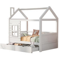 HAUSBETT 80/160 cm Weiß aus Kiefer Massivholz mit Rausfallschutz - Weiß, Holz (80/160cm) - OKMYHOME