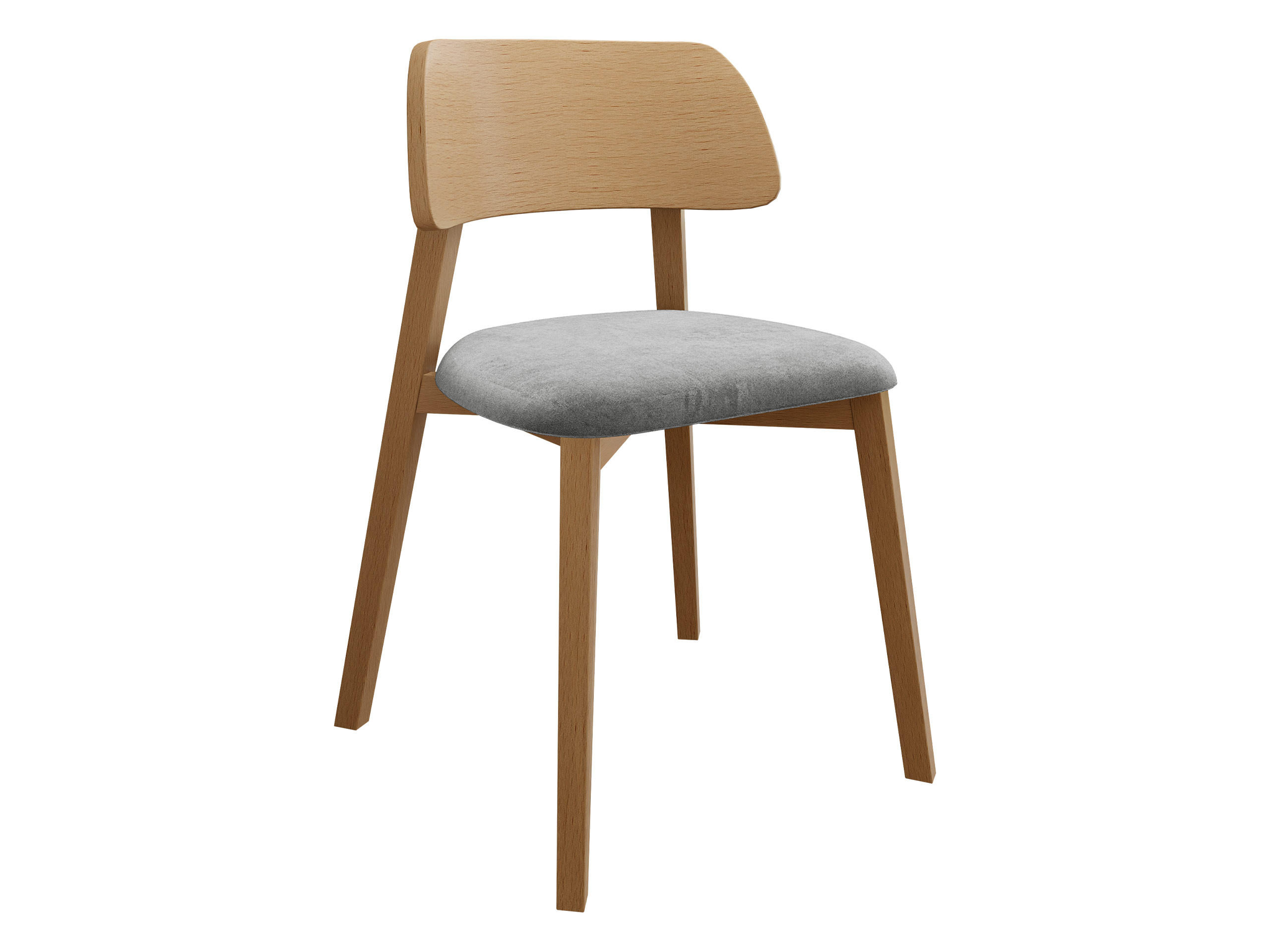 POLSTERSTUHL Dario, Holzfarbe: Natur - Hellgrau/Naturfarben, Holz/Textil (47/80/50cm) - MIRJAN24