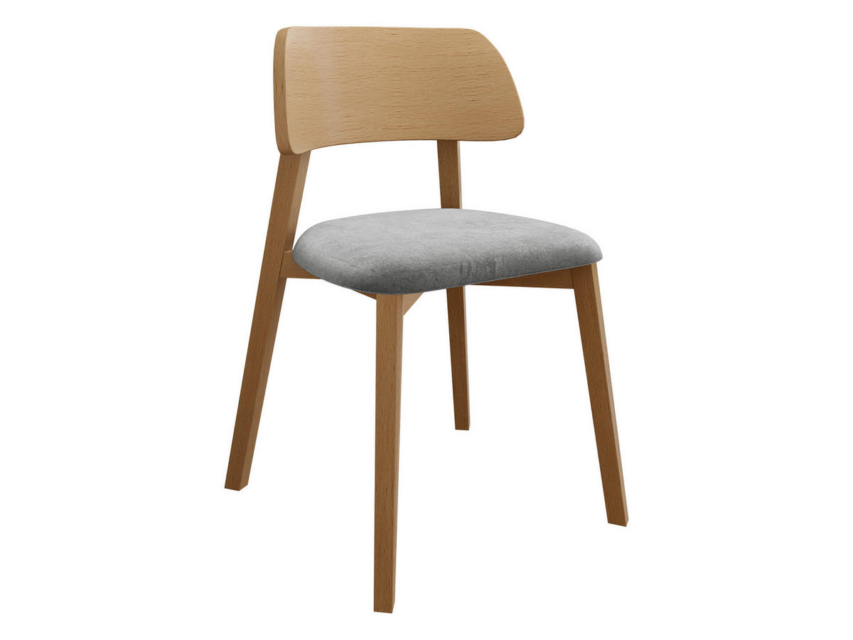 POLSTERSTUHL Dario, Holzfarbe: Natur - Hellgrau/Naturfarben, Holz/Textil (47/80/50cm) - MIRJAN24