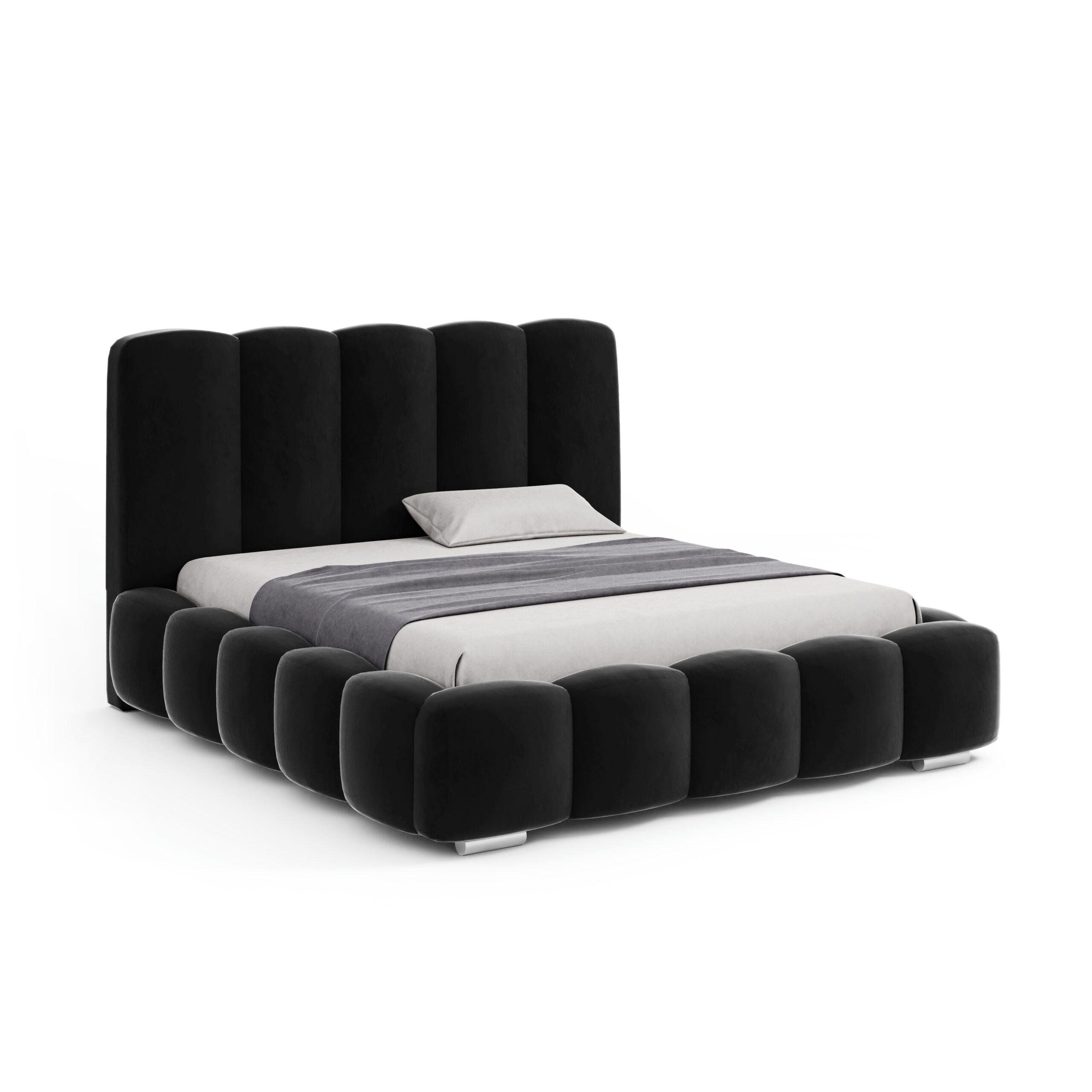 DOPPELBETT mit bettkasten Leytron 120x200 cm, Schwarz - Schwarz, Textil (120/200cm) - Fedve