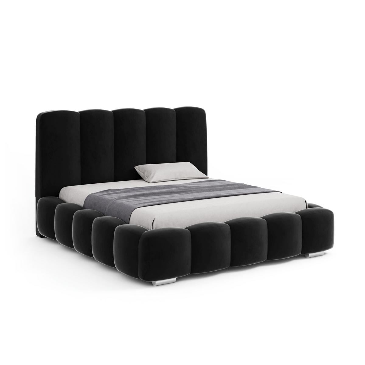 DOPPELBETT mit bettkasten Leytron 120x200 cm, Schwarz - Schwarz, Textil (120/200cm) - Fedve