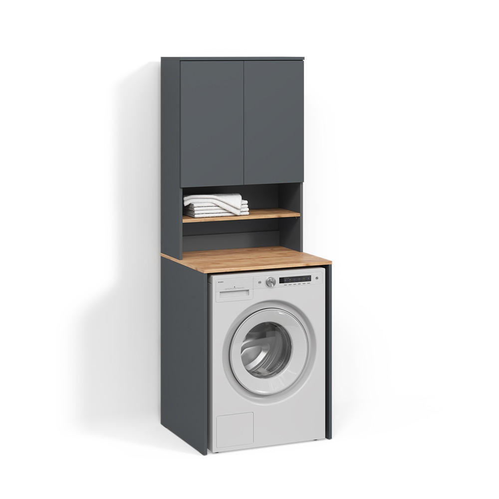 WASCHMASCHINENSCHRANK Paolina Anthrazit/Goldkraft Eiche 68 x 88.2 cm 2 Teile mit Regal - Honigeiche/Anthrazit, Holzwerkstoff (68/88.2/60cm) - Livinity®