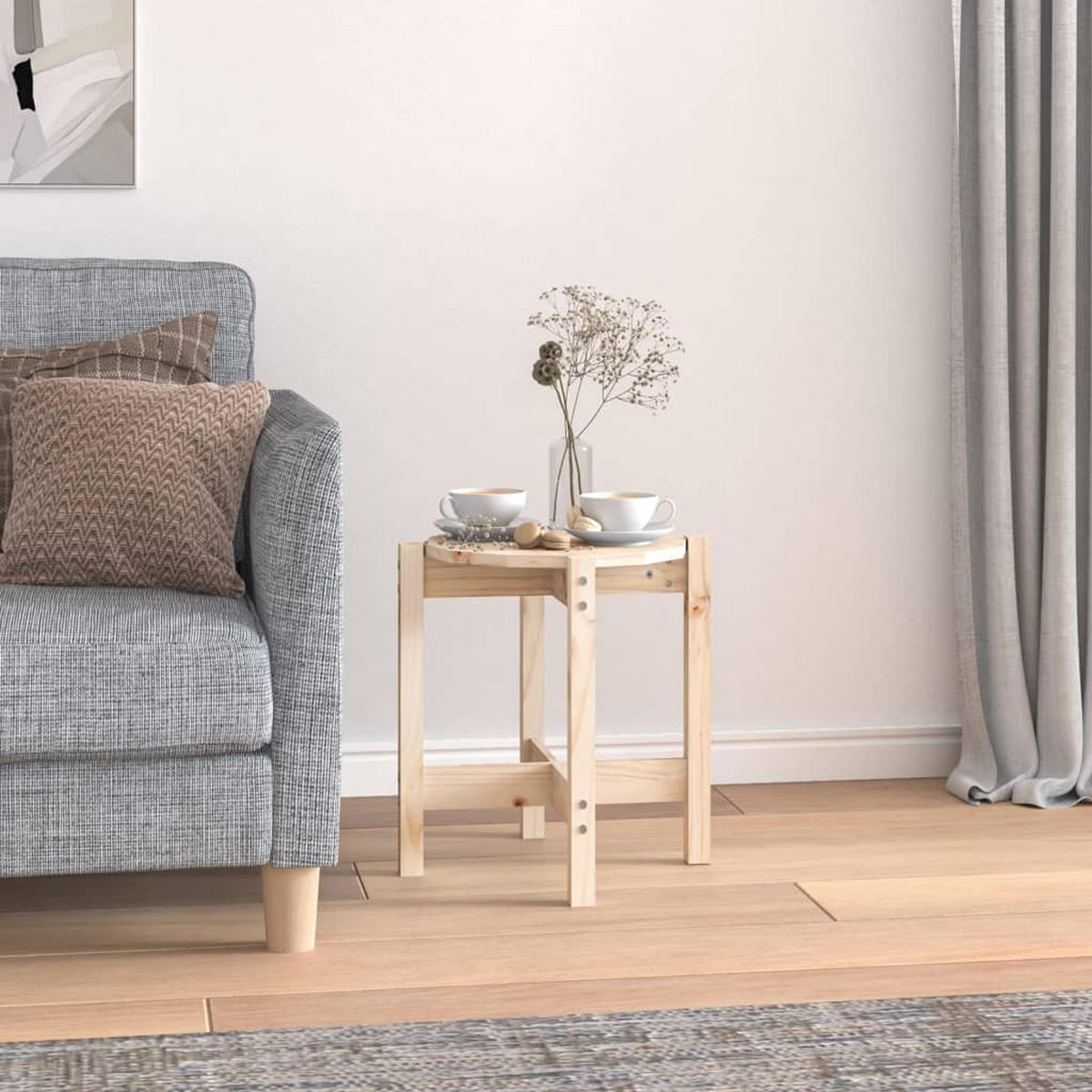COUCHTISCH Ø 42,5x45 cm Massivholz Kiefer - Braun, Holz (42.5/42.5/45cm) - furnicato
