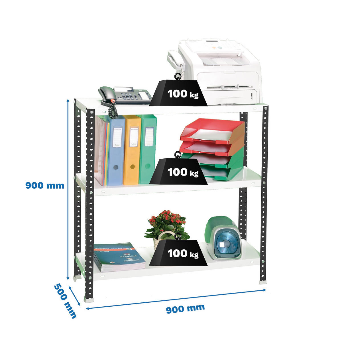 SCHRAUBREGAL PANDA MINI | HxBxT 90x90x50cm | 3 Fachböden | Fachlast 100kg | Anthrazit-Weiß - Anthrazit, Metall (90/90/50cm) - PROREGAL