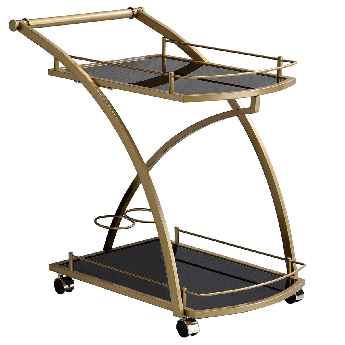 SERVIERWAGEN EVO - Goldfarben/Schwarz, Glas/Metall (66/73/46cm) - IDIMEX