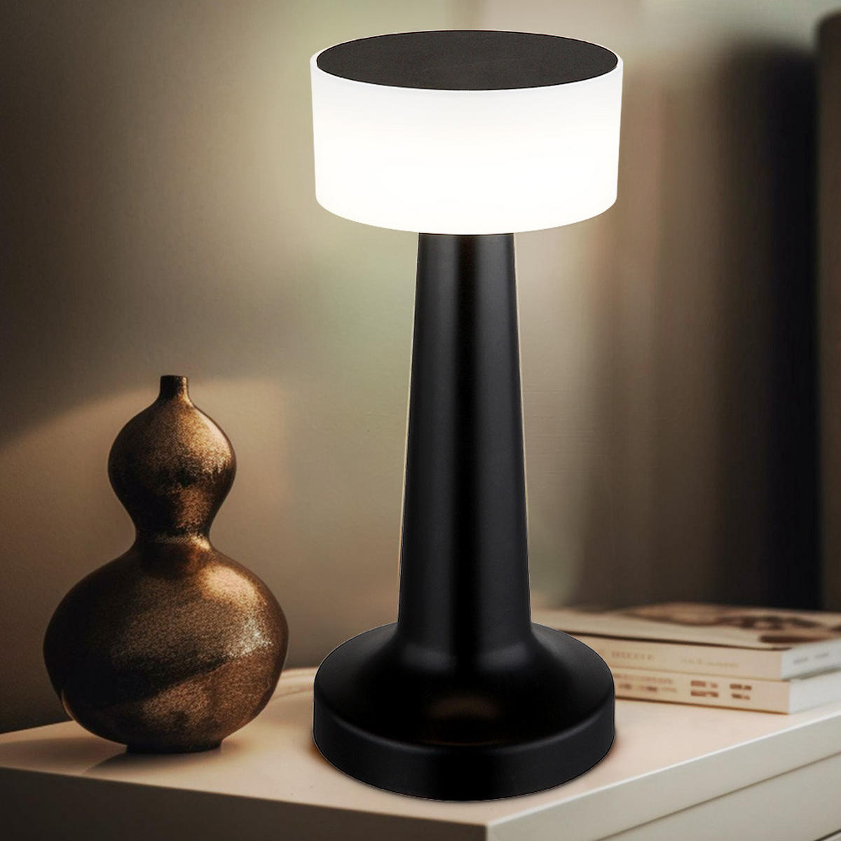 LED TISCHLEUCHTE ANGELIKA Schwarz 2er Set - Schwarz, Kunststoff (9.5/9.5/21.5cm) - Globo Lighting