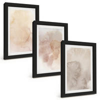 BILDER SET 3er Set - 20x30 cm Schwarzer Rahmen - Warme Aquarell-Pastelltexturen - Schwarz, Kunststoff (20/30cm) - TULUP