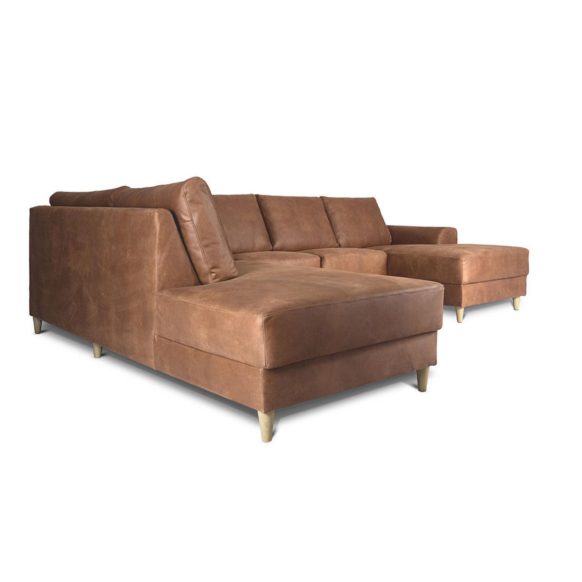 WOHNLANDSCHAFT Leder cognacfarben - Cognac, Leder (288/82/225cm) - ebuy24