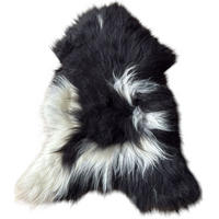 SCHAFFELL Ganzes Island Lammfell Langhaarig Naturfarben Weiß/Schwarz, ca. 120 cm - Schwarz, Fell (65/120cm) - Provellus